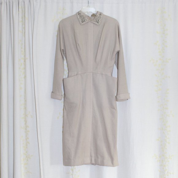 knee length dresses for ladies AVA Dress in Lipstick Red, Classic 1940's style Long Sleeve Dress 16 main image 0